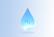 Hydrogen symbol in water droplet